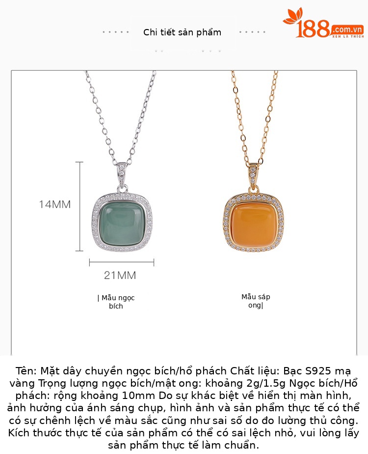Mặt dây chuyền bạc S925 mạ vàng hình sáp ong vuông tinh tế — Mô hình sáp ong (không bao gồm dây chuyền) chi tiết 2