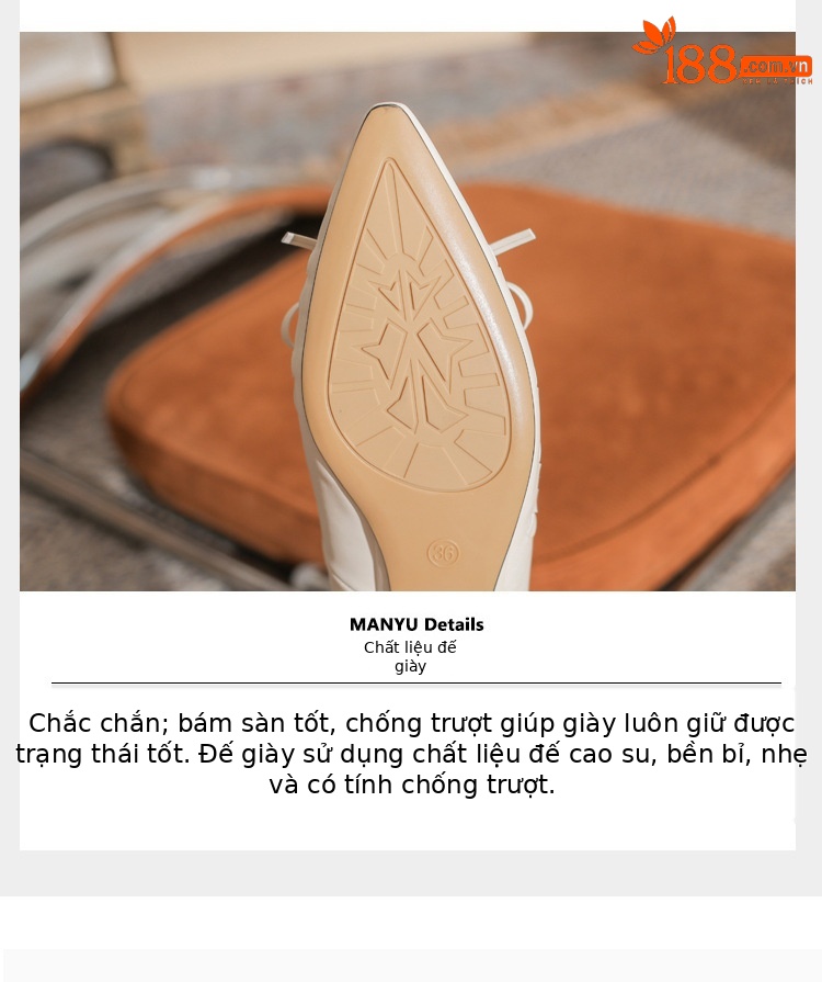 Giày cao gót nữ mũi nhọn đế xuồng kiểu Pháp gót thấp — màu đen chi tiết 6