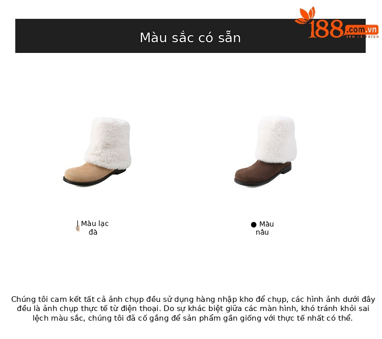 Boot nữ cổ cao lông mềm đế bằng, lót lông cừu dày dặn giữ ấm, kiểu lật cổ — màu nâu chi tiết 4