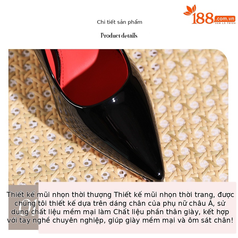 Giày cao gót mũi nhọn đế xuồng platform dự tiệc cưới, gót 10 cm — Hình khỏa thân-10cm chi tiết 3