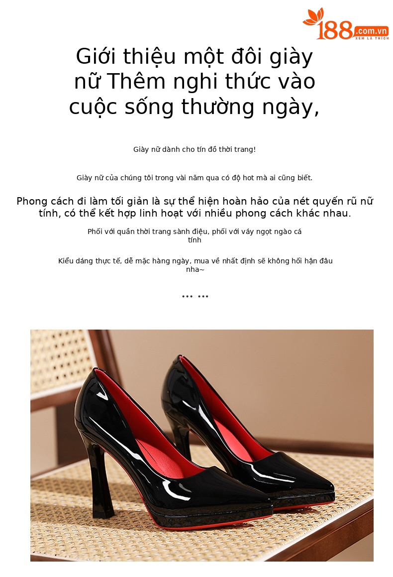 Giày cao gót mũi nhọn đế xuồng platform dự tiệc cưới, gót 10 cm — Hình khỏa thân-10cm chi tiết 2