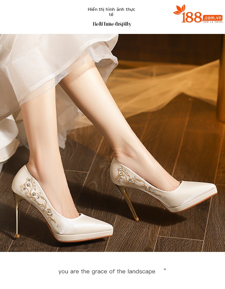 Giày cao gót nữ đế xuồng mũi nhọn, gót 8 cm, phong cách mới thu đông — Rượu vang đỏ-8cm chi tiết 6