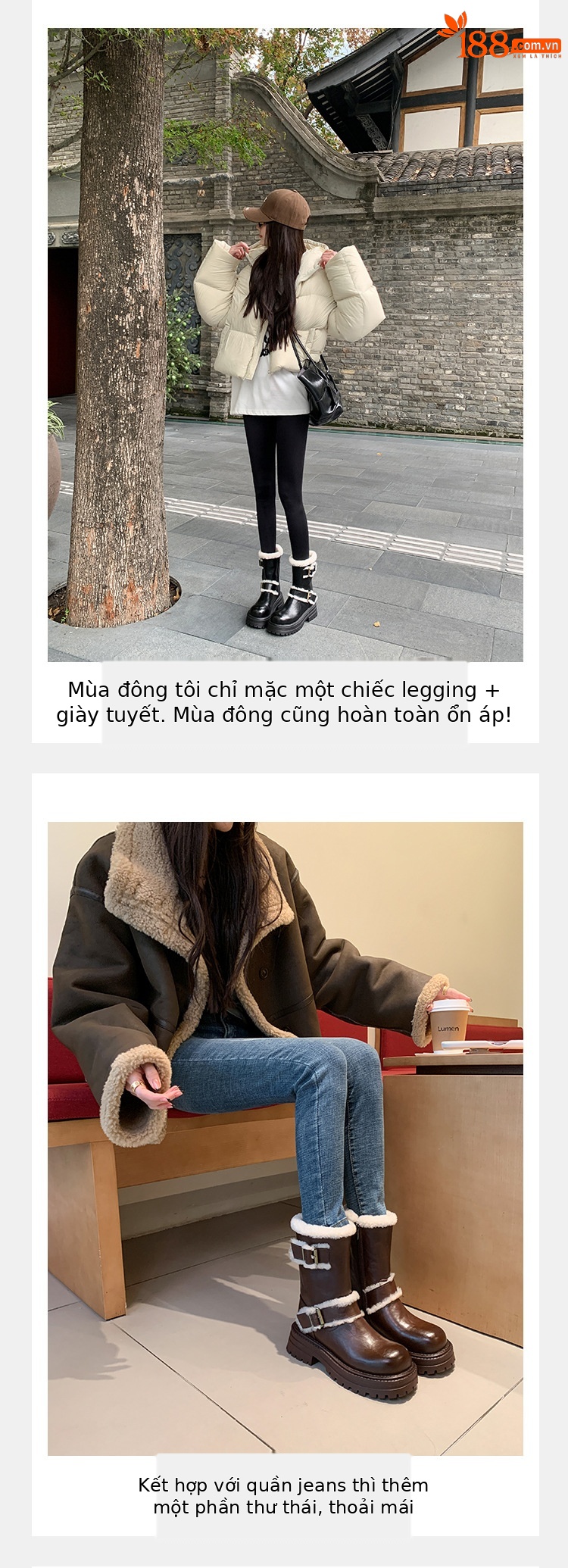 Boot tuyết nữ cổ thấp đế dày phong cách Anh, có khóa thắt lưng, lót lông ấm — màu đen chi tiết 9