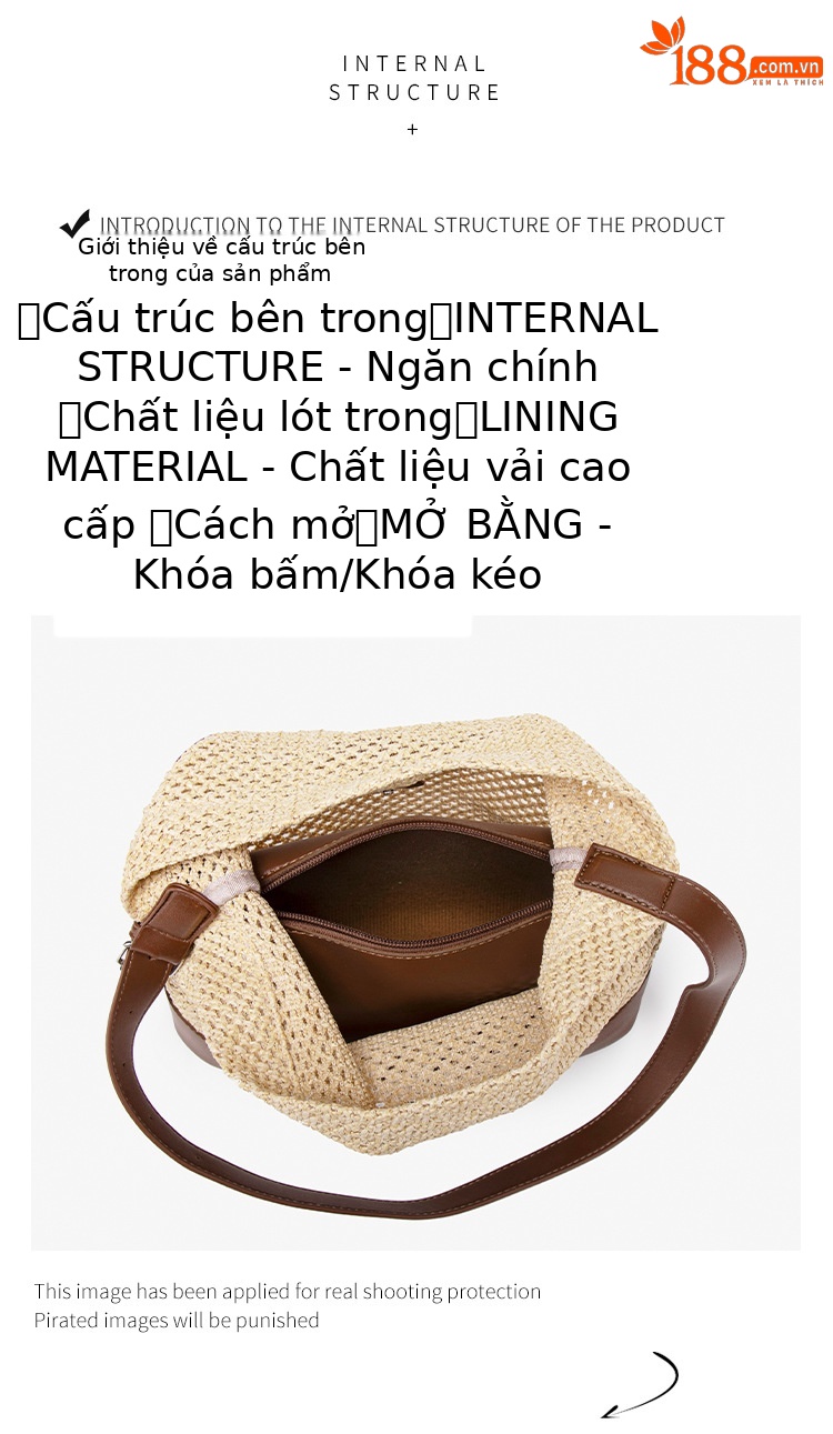 Túi tote nữ dệt may đi làm thu đông 2025 phong cách retro đeo chéo vai nách chi tiết 8