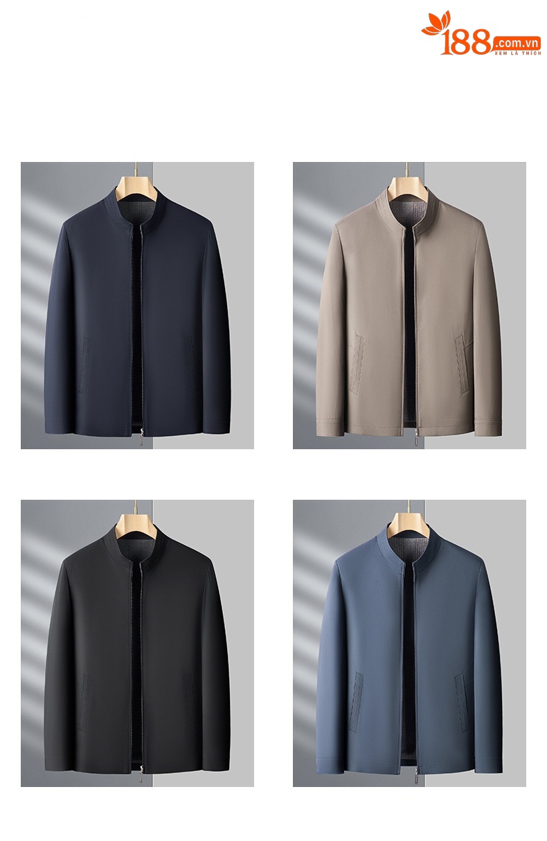 Áo khoác nam cổ đứng Hengyuanxiang dáng bomber mùa thu đông plus size — màu đen chi tiết 1
