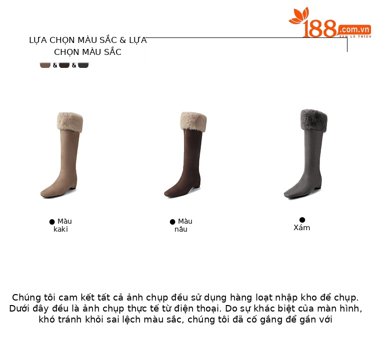 Boot tuyết nữ cổ cao lót lông cừu đế dày màu nâu — màu nâu chi tiết 2