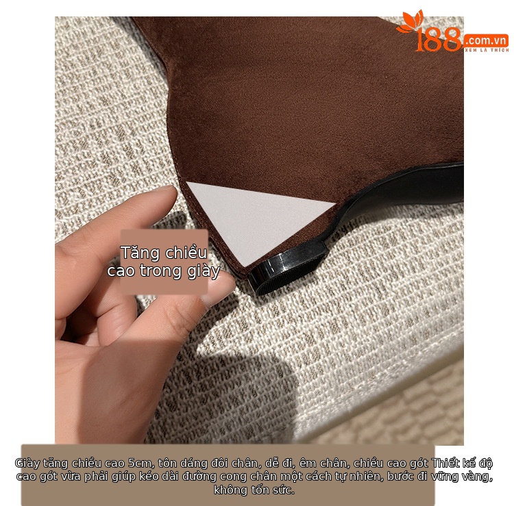 Boot tuyết nữ cổ cao lót lông cừu đế dày màu nâu — màu nâu chi tiết 6