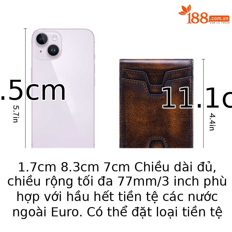 Ví nam ngắn da bò thật chống trộm RFID cổ điển — Cà phê xát, Màu nâu, màu nâu đỏ, màu đen