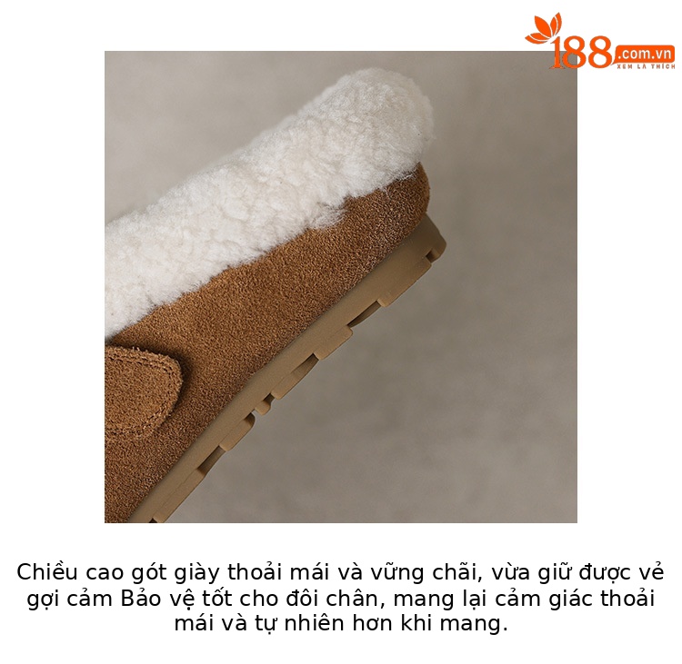 Dép mule nữ lông cừu đế xốp Birkenstock phong cách đinh tán, mũi kín, lót nâng nhẹ — hổ phách chi tiết 6