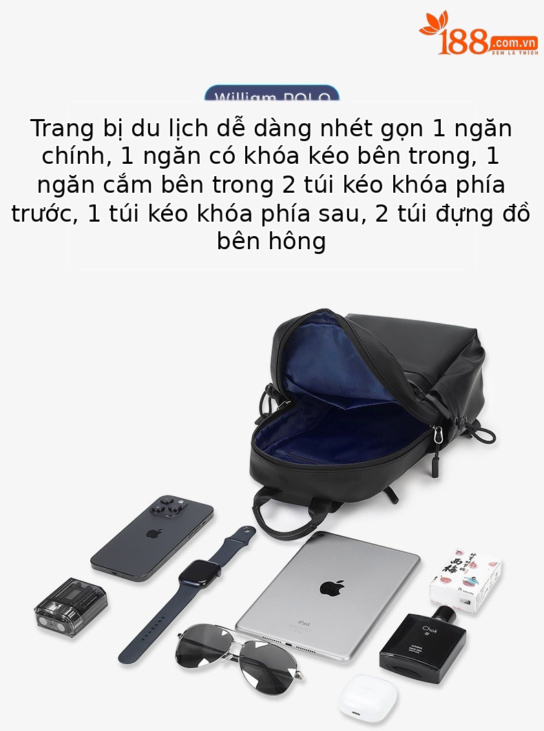 Túi đeo chéo nam thời trang nhẹ, dung tích lớn đa năng ngoài trời chi tiết 5