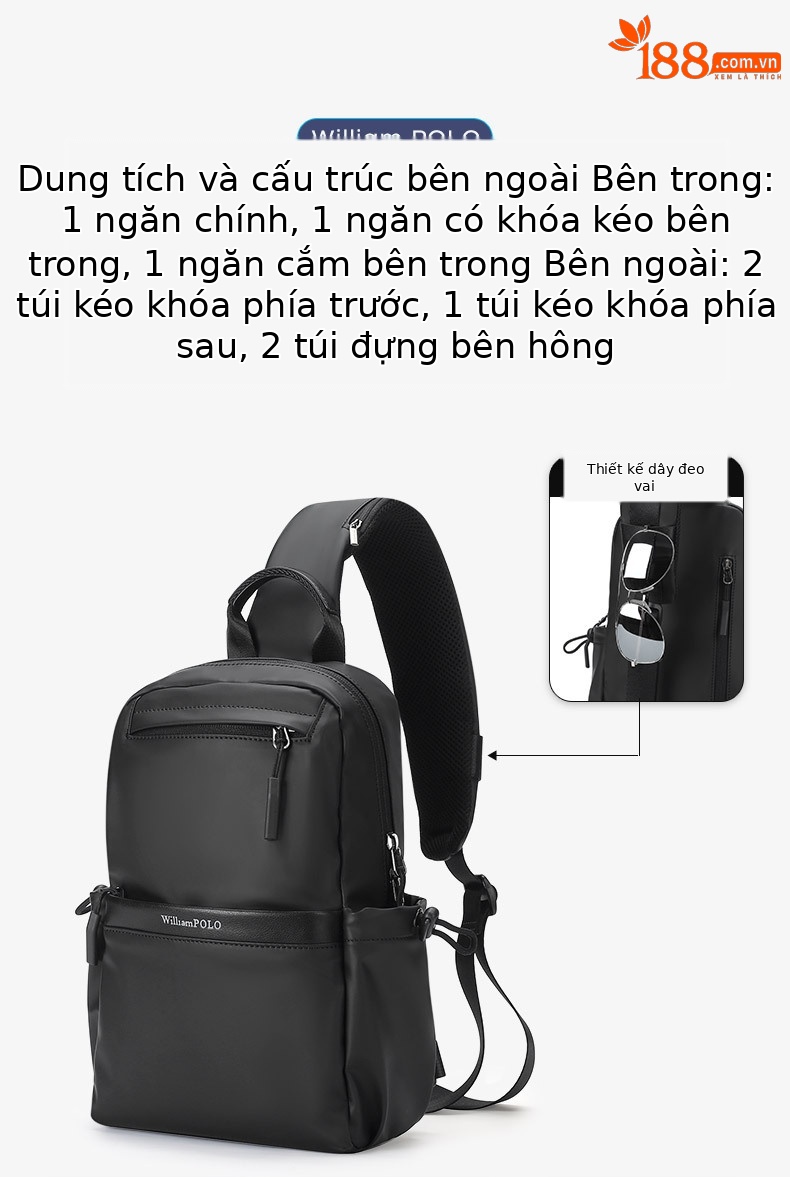 Túi đeo chéo nam thời trang nhẹ, dung tích lớn đa năng ngoài trời chi tiết 7