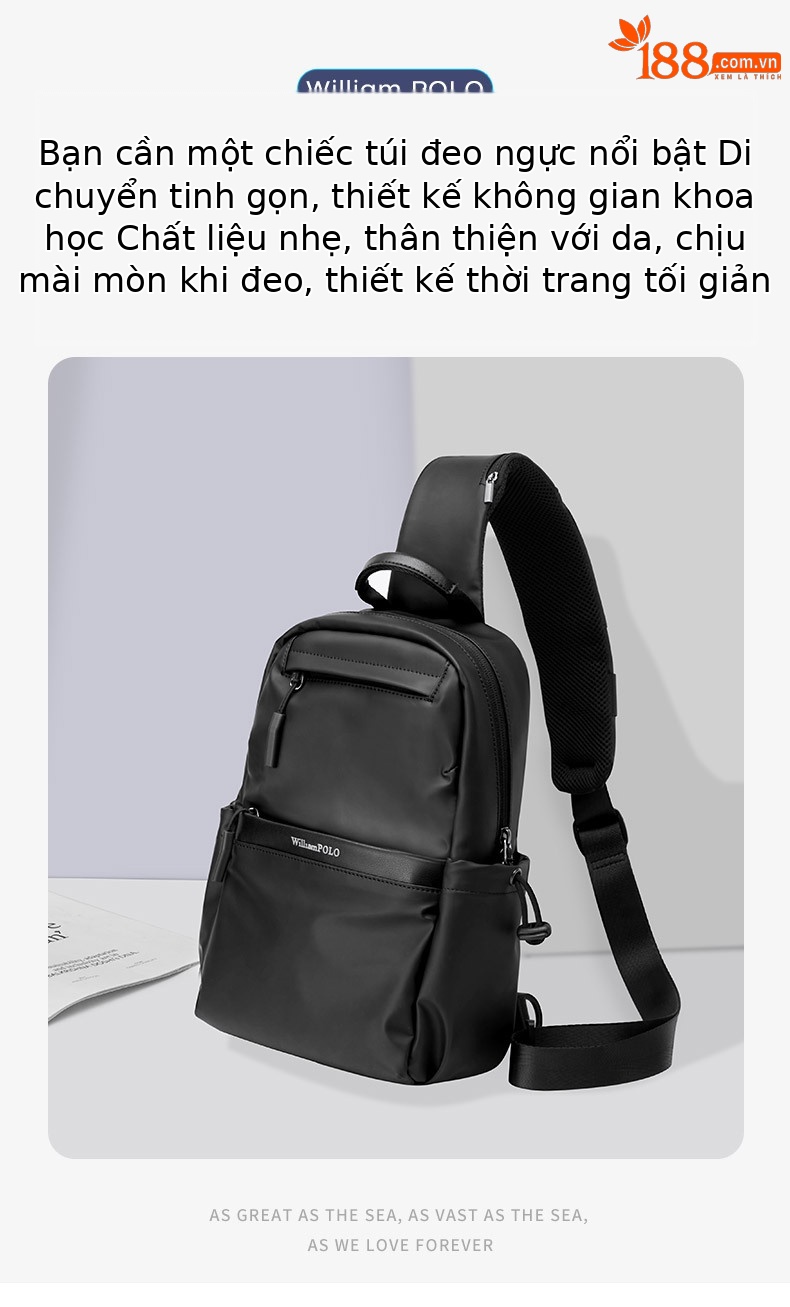Túi đeo chéo nam thời trang nhẹ, dung tích lớn đa năng ngoài trời chi tiết 10