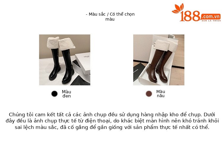 Boot nữ cổ cao qua gối hai lớp gấp gọn, lót lông cừu ấm áp, phong cách hiệp sĩ — màu đen chi tiết 4