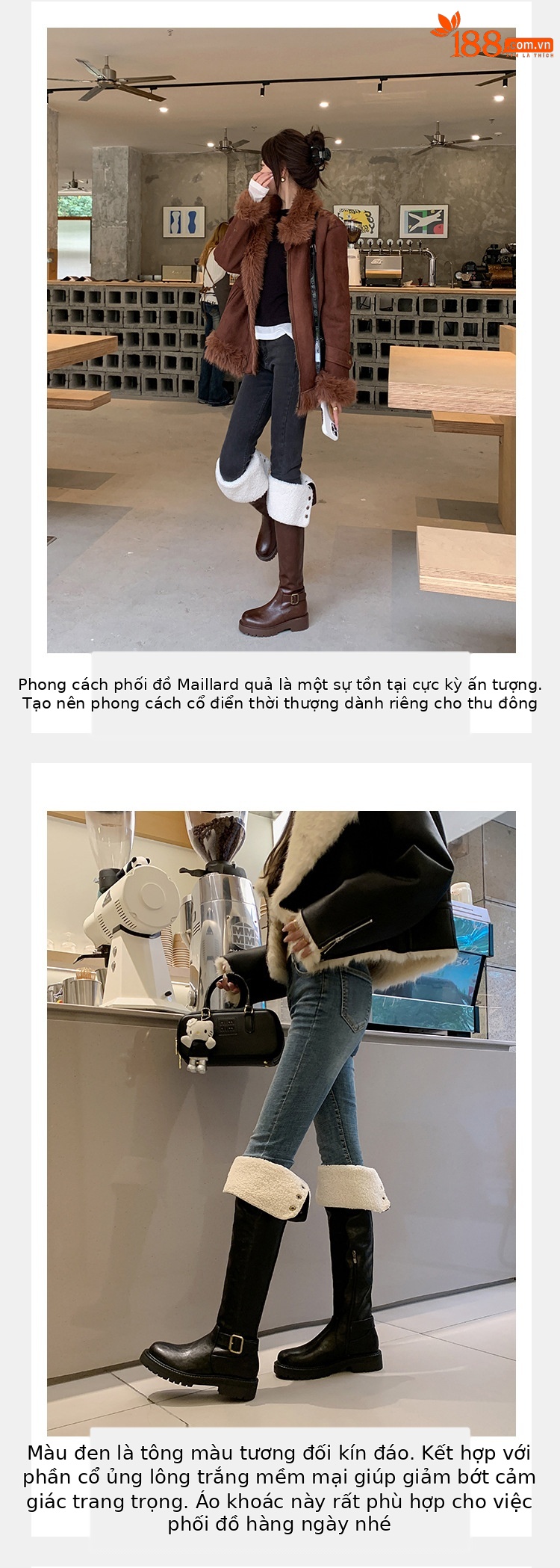 Boot nữ cổ cao qua gối hai lớp gấp gọn, lót lông cừu ấm áp, phong cách hiệp sĩ — màu đen chi tiết 8