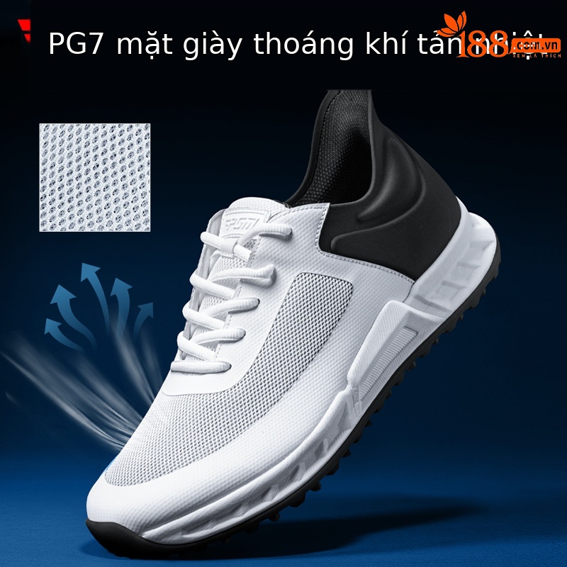 Giày golf nam PGM đế đệm phục hồi, lưới thoáng khí chống trơn trượt — XZ443-Lingyun Xám