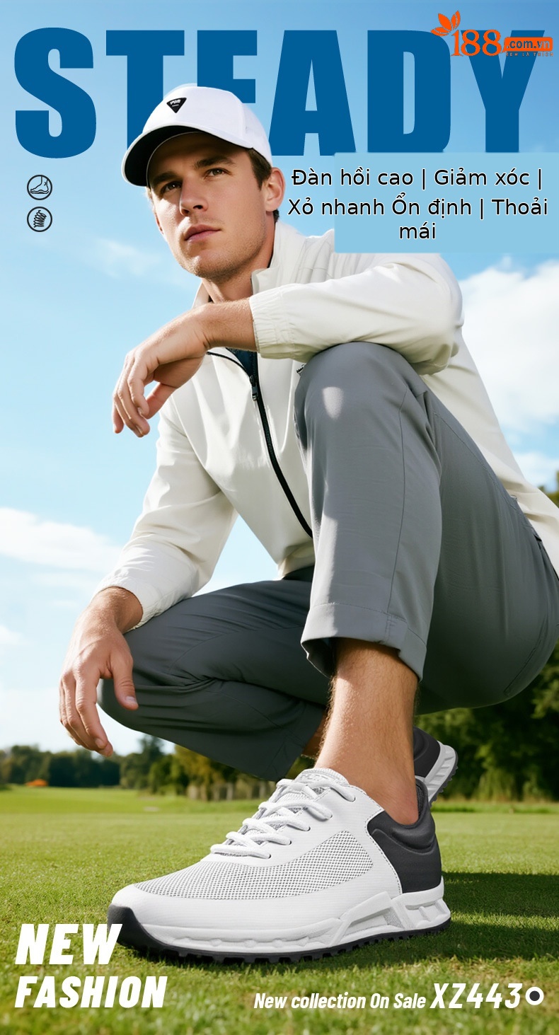 Giày golf nam PGM đế đệm phục hồi, lưới thoáng khí chống trơn trượt — XZ443-Lingyun Xám chi tiết 3