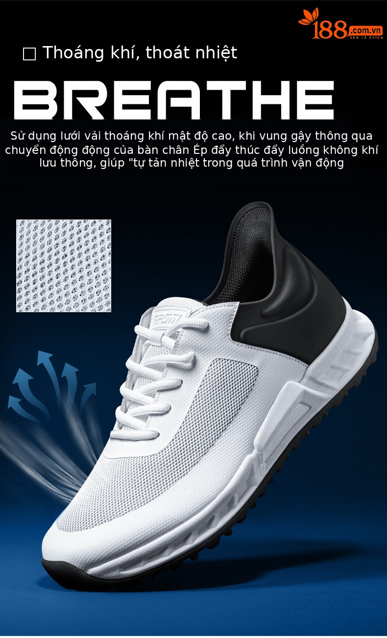 Giày golf nam PGM đế đệm phục hồi, lưới thoáng khí chống trơn trượt — XZ443-Lingyun Xám chi tiết 9