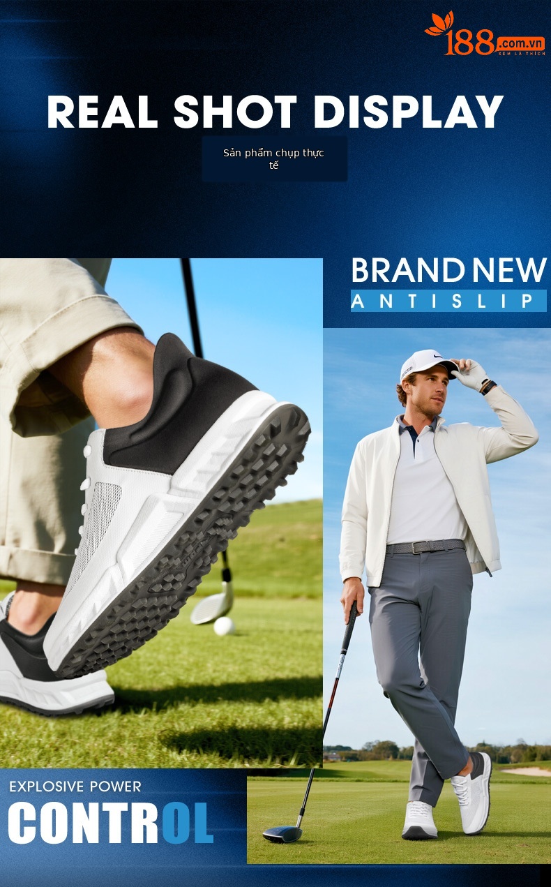 Giày golf nam PGM đế đệm phục hồi, lưới thoáng khí chống trơn trượt — XZ443-Lingyun Xám chi tiết 11