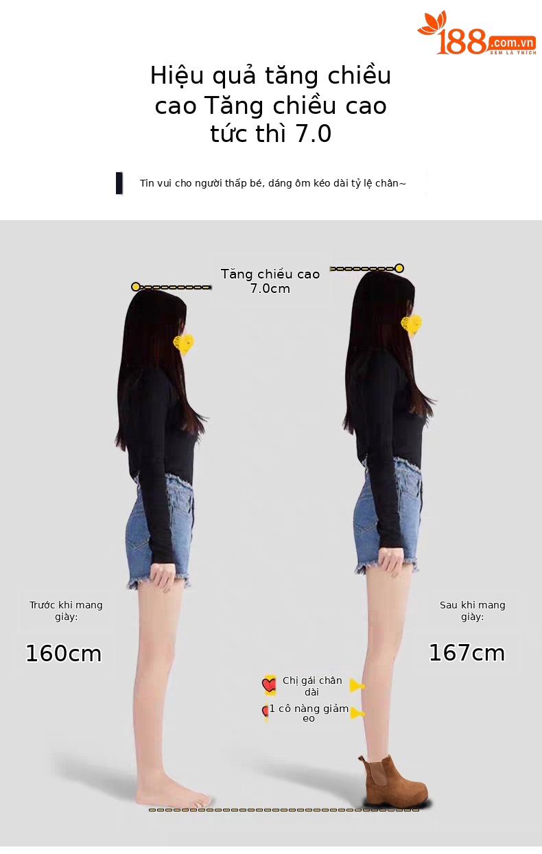 Boot Chelsea nữ cổ thun đế dày tăng chiều cao lót lông cừu mùa thu đông — Màu nâu chi tiết 4