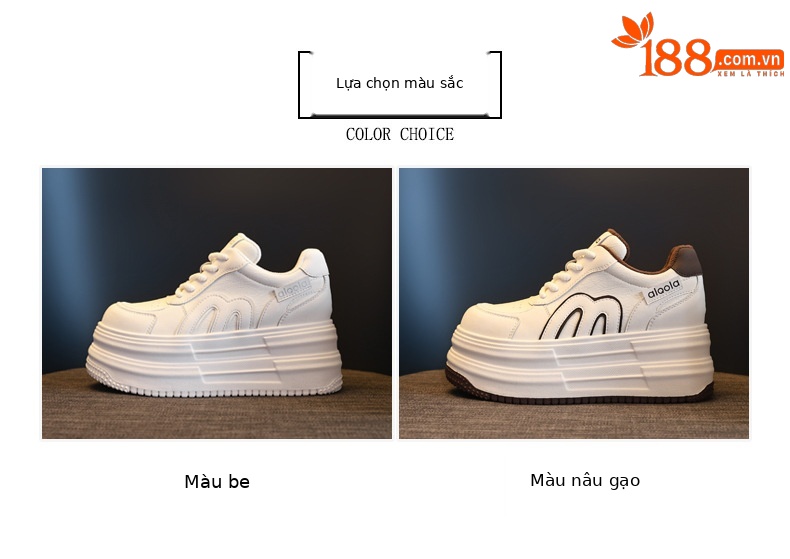 Giày sneaker nữ đế dày tăng chiều cao, phong cách đa năng, lót nhung ấm — gạo nâu chi tiết 2