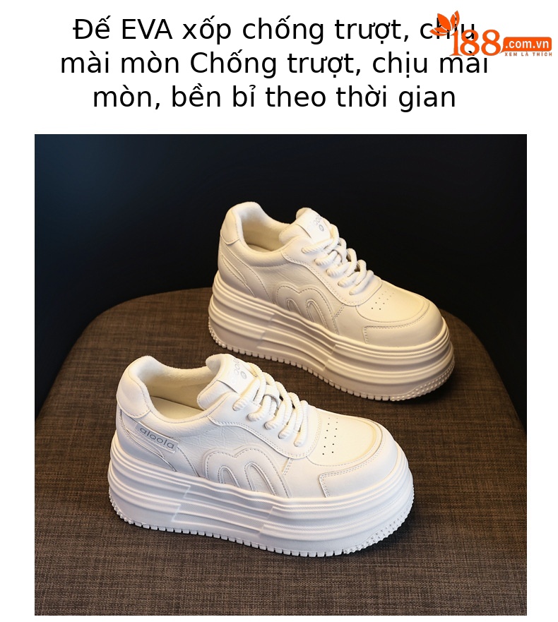 Giày sneaker nữ đế dày tăng chiều cao, phong cách đa năng, lót nhung ấm — gạo nâu chi tiết 10