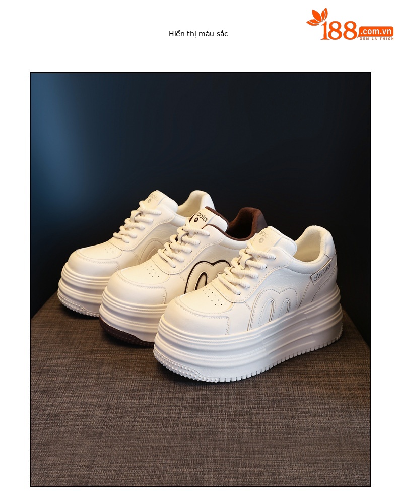 Giày sneaker nữ đế dày tăng chiều cao, phong cách đa năng, lót nhung ấm — gạo nâu chi tiết 18