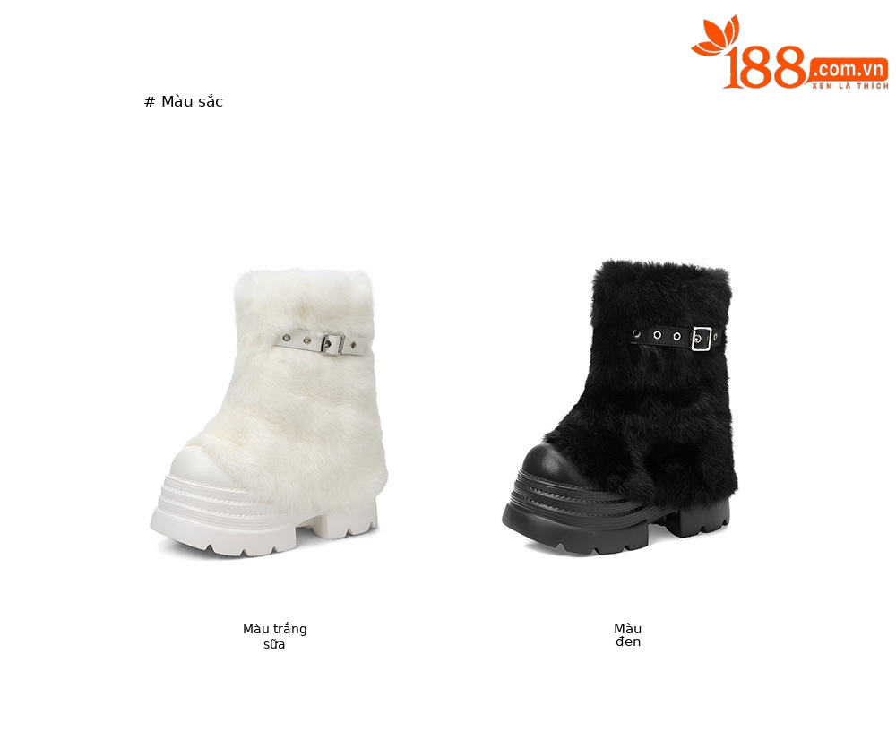 Giày bốt tuyết lông dày da thật 10cm, đế siêu dày, cổ ngắn, tăng chiều cao — màu đen chi tiết 4