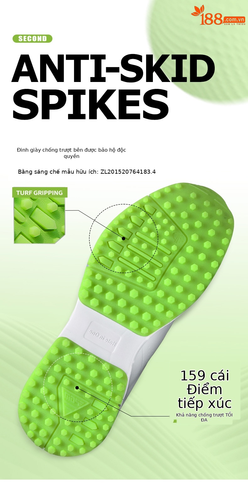 Giày Golf PGM Nam Chống Thấm Nước Phiên Bản Rộng Đệm Núm Dây — Mực trắng [Đế giữa chống sốc/gai chống trượt/mặt trên chống thấm nước] XZ441 chi tiết 7