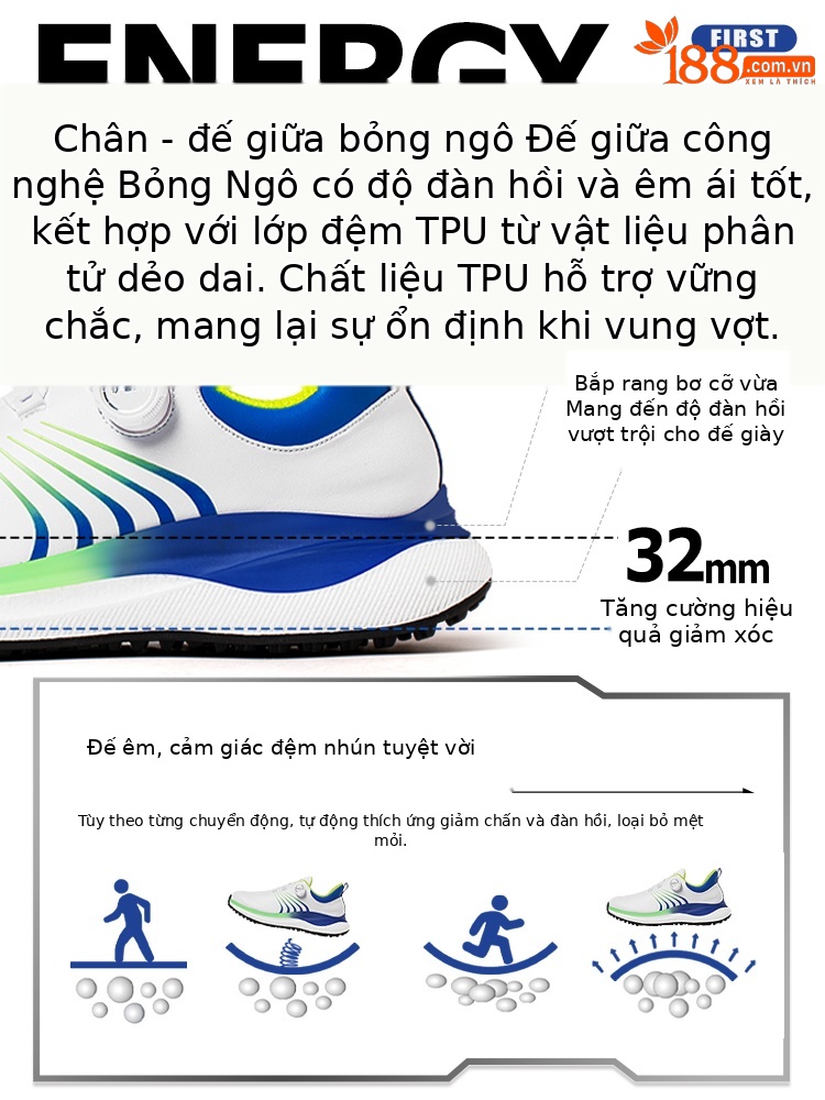 Giày golf nam PGM siêu nhẹ đế giữa bỏng ngô chống thấm nước — Qingchi White [Siêu chống nước/Đế giữa bỏng ngô/Giày chống trượt] XZ446