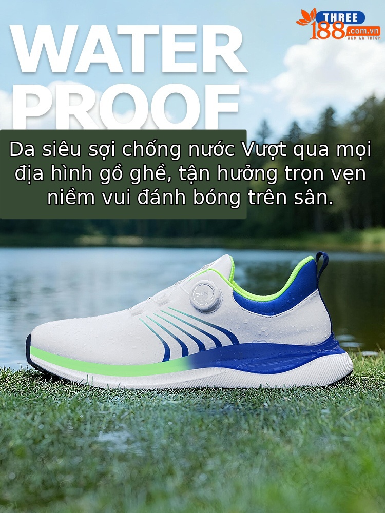 Giày golf nam PGM siêu nhẹ đế giữa bỏng ngô chống thấm nước — Qingchi White [Siêu chống nước/Đế giữa bỏng ngô/Giày chống trượt] XZ446