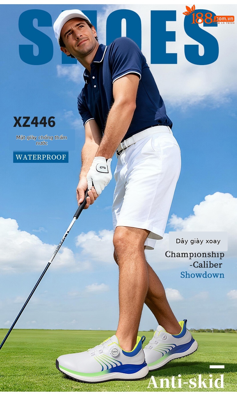 Giày golf nam PGM siêu nhẹ đế giữa bỏng ngô chống thấm nước — Qingchi White [Siêu chống nước/Đế giữa bỏng ngô/Giày chống trượt] XZ446 chi tiết 4