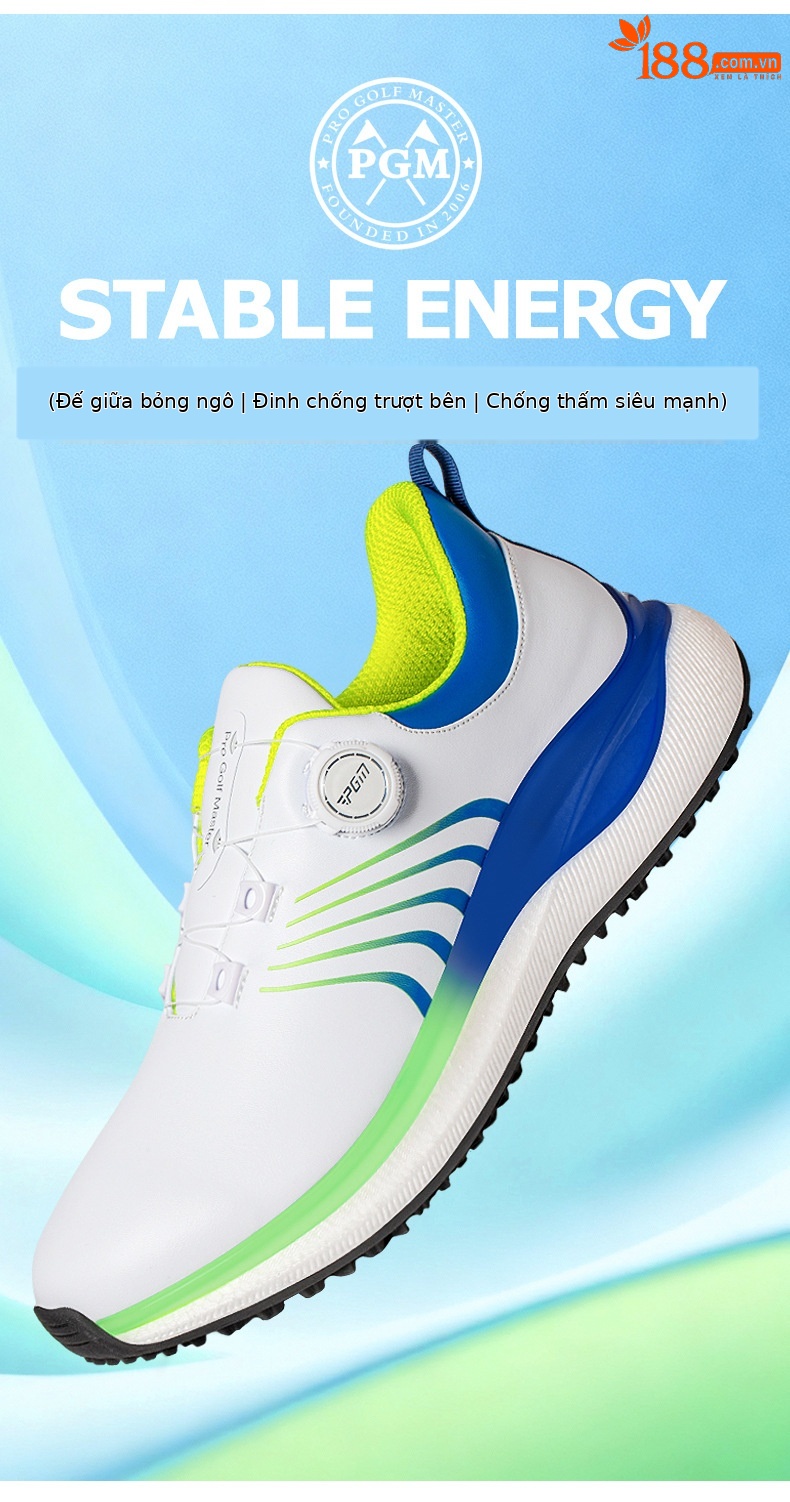Giày golf nam PGM siêu nhẹ đế giữa bỏng ngô chống thấm nước — Qingchi White [Siêu chống nước/Đế giữa bỏng ngô/Giày chống trượt] XZ446 chi tiết 5
