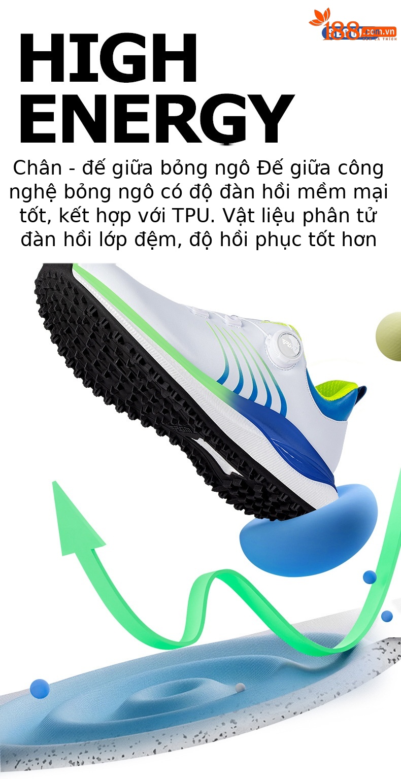 Giày golf nam PGM siêu nhẹ đế giữa bỏng ngô chống thấm nước — Qingchi White [Siêu chống nước/Đế giữa bỏng ngô/Giày chống trượt] XZ446 chi tiết 6