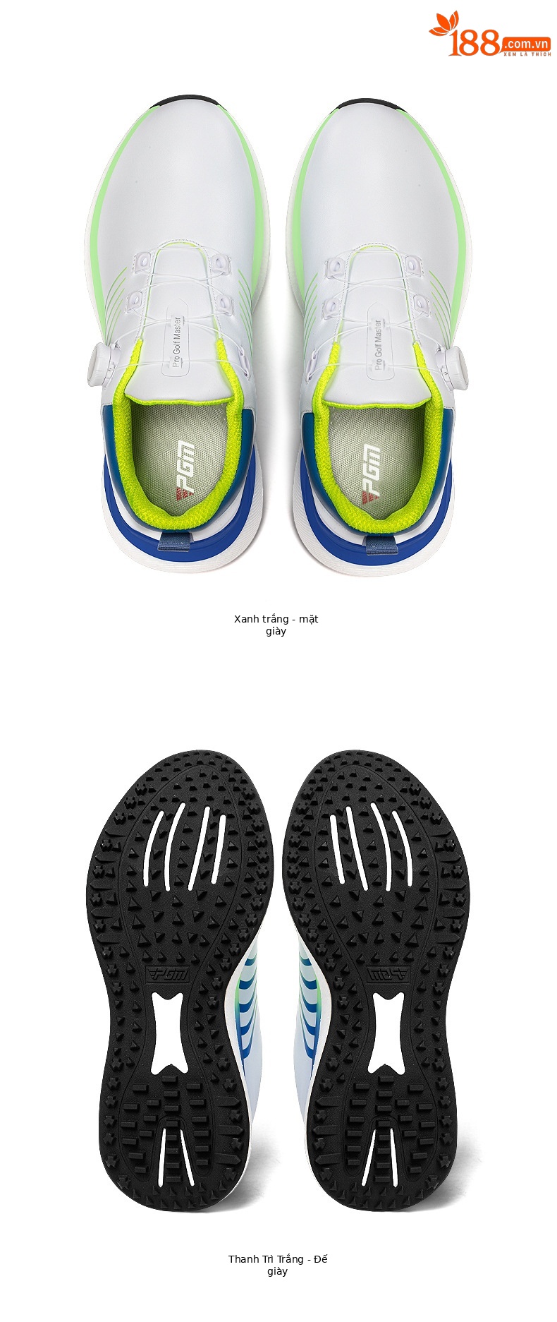 Giày golf nam PGM siêu nhẹ đế giữa bỏng ngô chống thấm nước — Qingchi White [Siêu chống nước/Đế giữa bỏng ngô/Giày chống trượt] XZ446 chi tiết 21