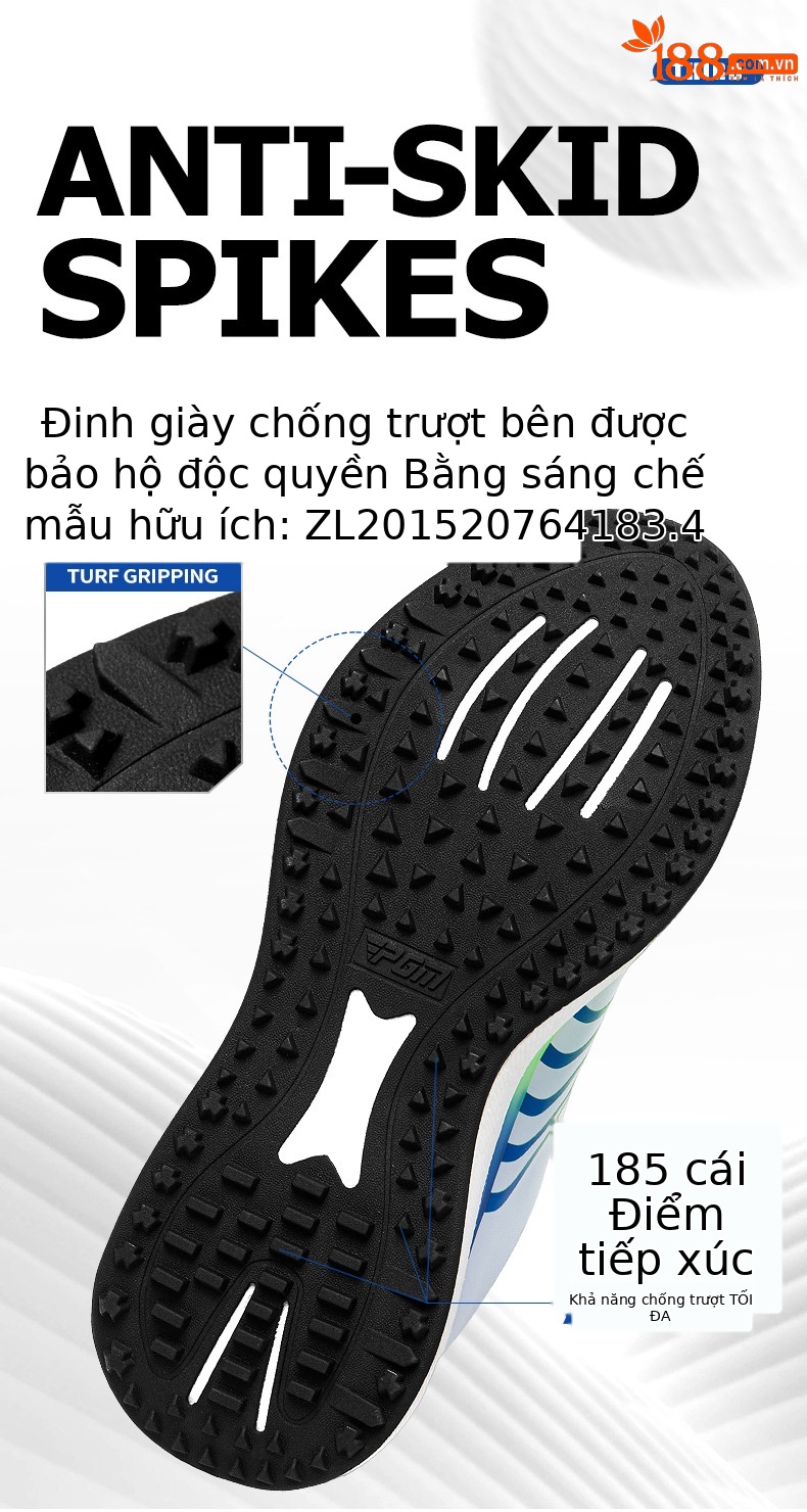 Giày golf nam PGM siêu nhẹ đế giữa bỏng ngô chống thấm nước — Qingchi White [Siêu chống nước/Đế giữa bỏng ngô/Giày chống trượt] XZ446 chi tiết 8