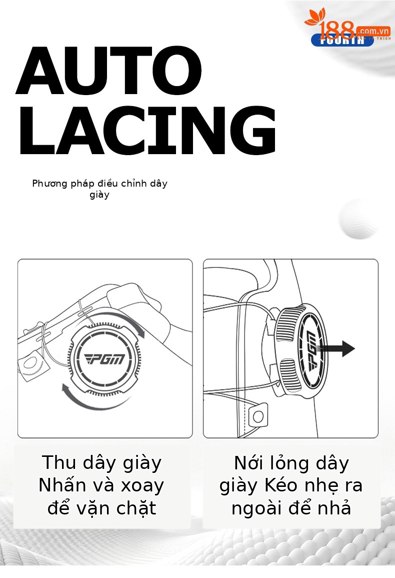 Giày golf nam PGM siêu nhẹ đế giữa bỏng ngô chống thấm nước — Qingchi White [Siêu chống nước/Đế giữa bỏng ngô/Giày chống trượt] XZ446 chi tiết 9