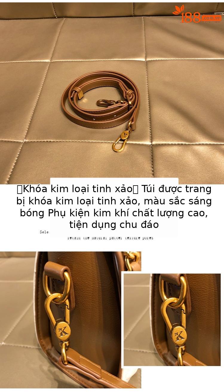 Túi đeo chéo nữ da thật satchel dáng vuông nhỏ gọn — Gấu Nhỏ/Bu Bu/Trắng, Gấu Nhỏ/Bu Bu/Đen chi tiết 5