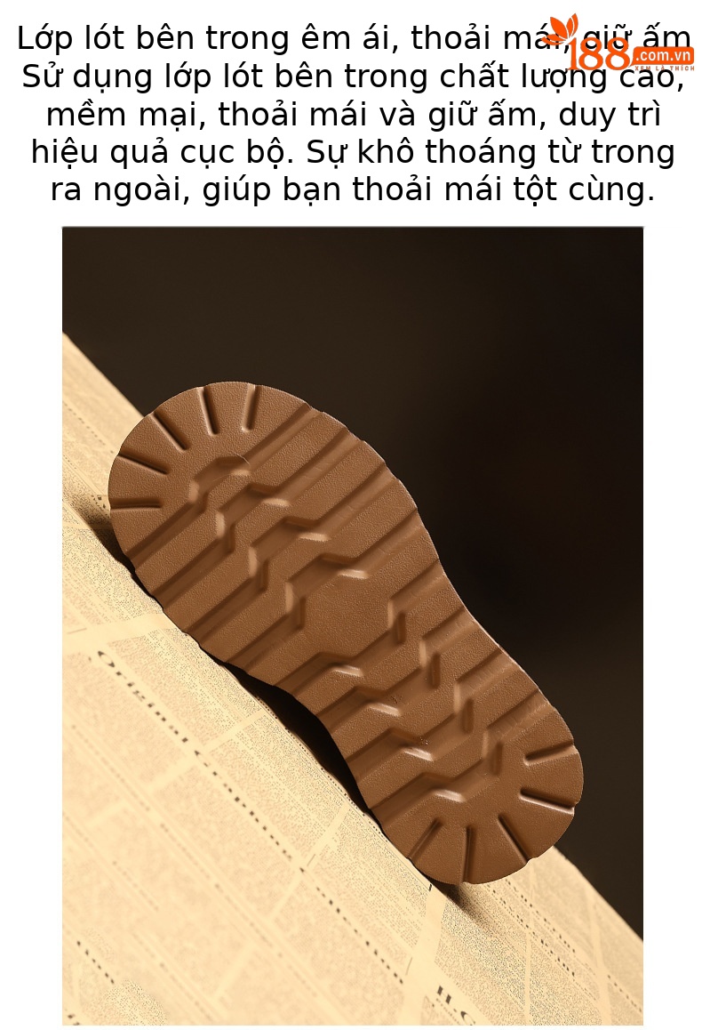 Giày bốt tuyết nữ cổ thấp đế dày tăng chiều cao lót lông cừu giữ ấm — màu nâu chi tiết 8