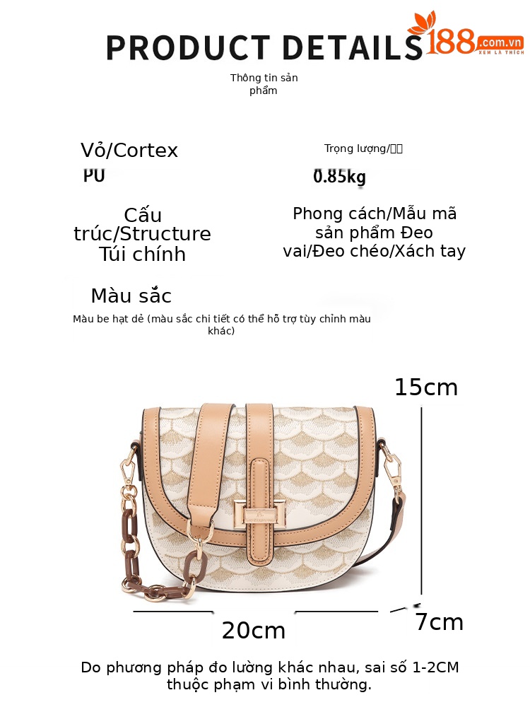 Túi đeo chéo hình bán nguyệt nữ phong cách retro cổ điển, thiết kế yên ngựa thời trang, đa năng cầm tay hoặc đeo vai chi tiết 4
