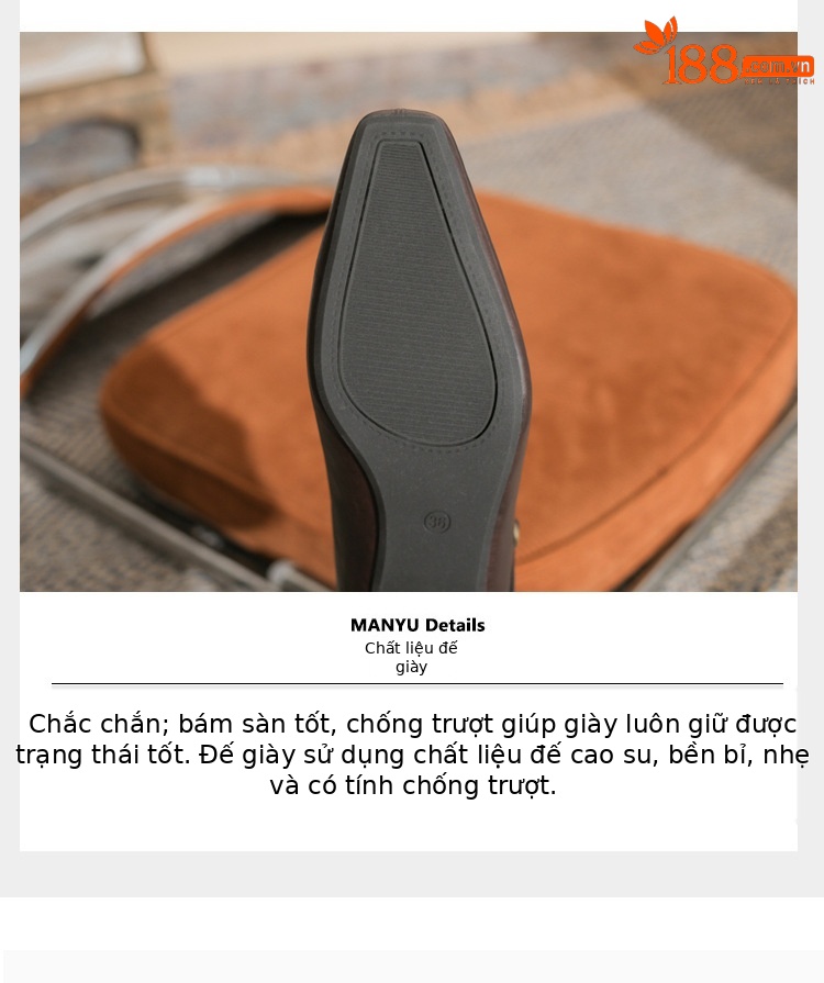 Giày Mary Jane nữ Jingang YL25101 mũi vuông nhỏ, miệng giày nông, đế dày — màu nâu chi tiết 6