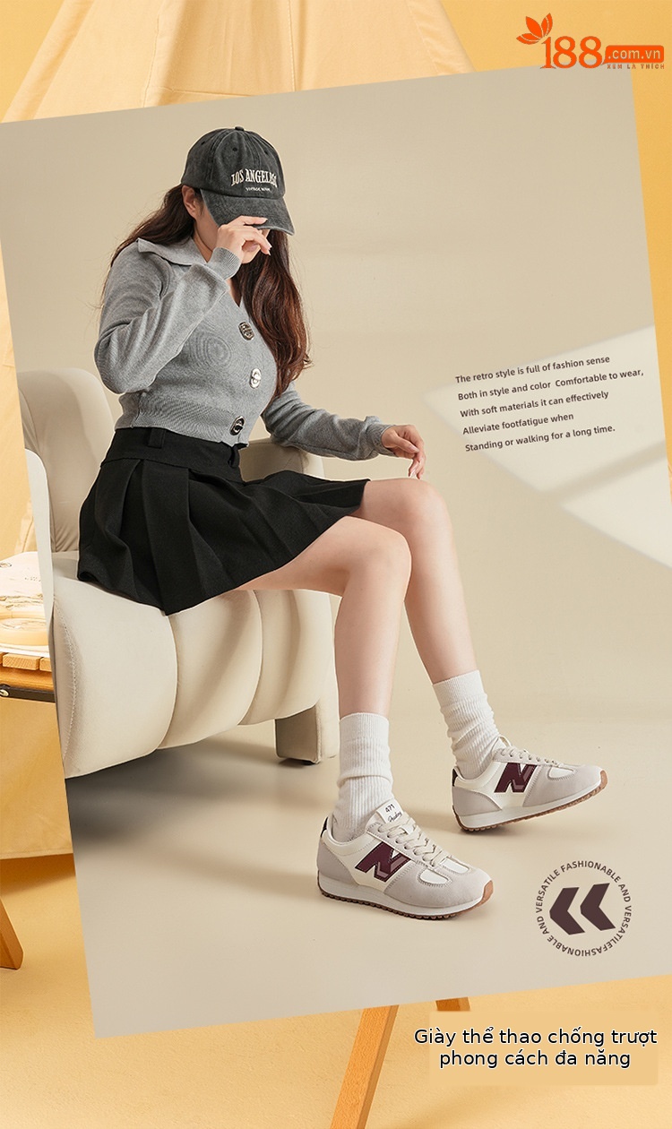 Giày sneaker nam phong cách cổ điển đa năng Forrest Gump — 471m trắng chi tiết 3
