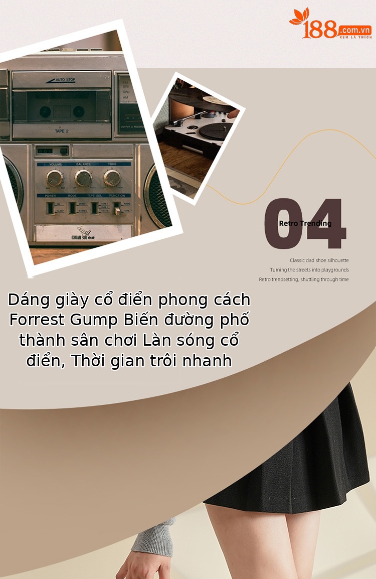 Giày sneaker nam phong cách cổ điển đa năng Forrest Gump — 471m trắng chi tiết 8