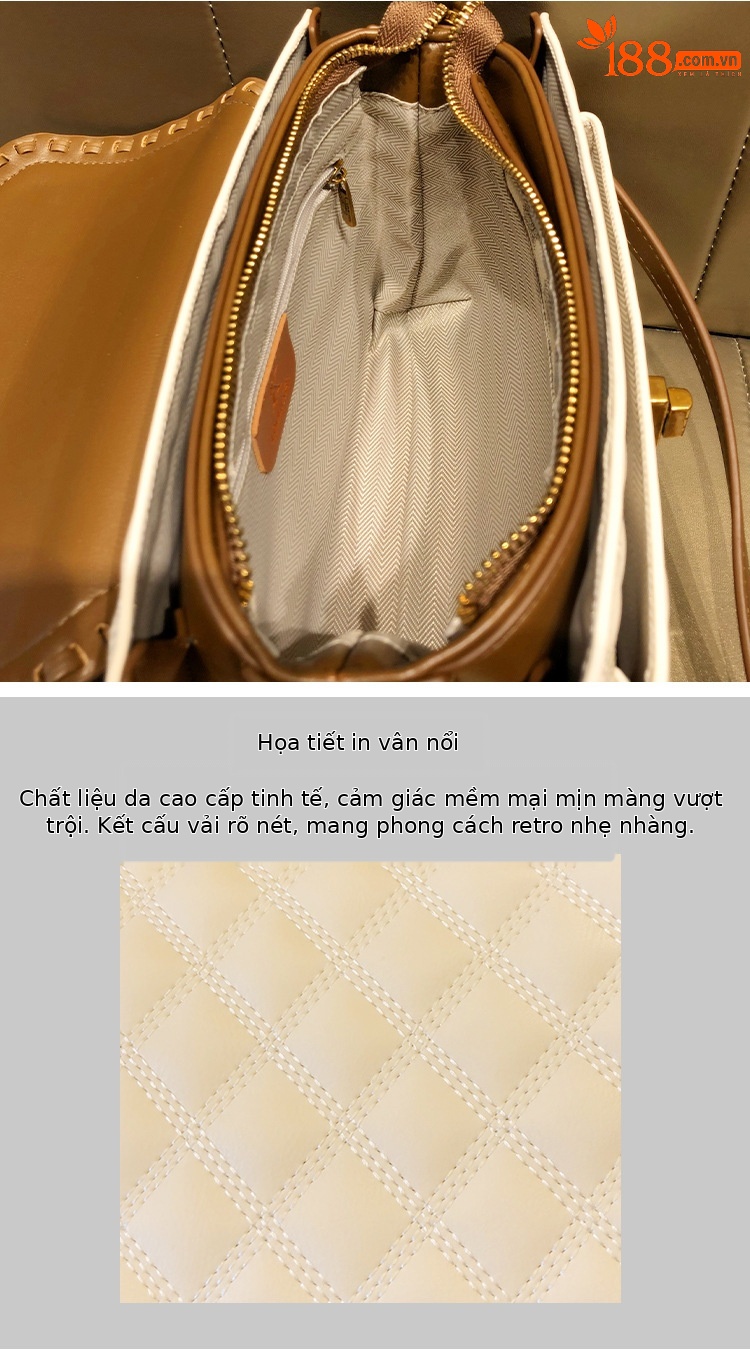 Túi đeo chéo da thật dáng vuông nhỏ phong cách retro thu đông — Gấu Nhỏ/Bu Bu/Trắng, Gấu Nhỏ/Bu Bu/Đen chi tiết 5