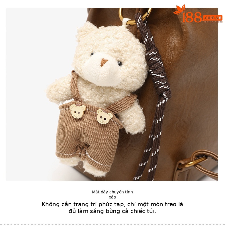 Balo mini nữ phong cách preppy Hàn Quốc, kiểu dáng độc đáo cao cấp, đa năng, có thể đeo chéo hoặc xách tay (27×11×24 cm) — màu nâu chi tiết 15