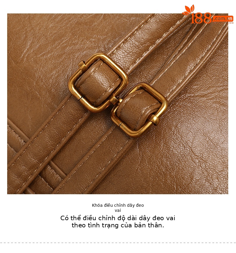 Balo mini nữ phong cách preppy Hàn Quốc, kiểu dáng độc đáo cao cấp, đa năng, có thể đeo chéo hoặc xách tay (27×11×24 cm) — màu nâu chi tiết 16