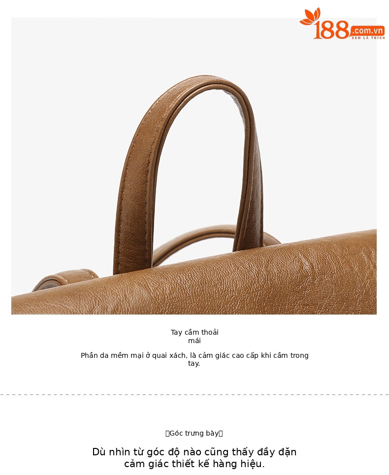 Balo mini nữ phong cách preppy Hàn Quốc, kiểu dáng độc đáo cao cấp, đa năng, có thể đeo chéo hoặc xách tay (27×11×24 cm) — màu nâu chi tiết 18