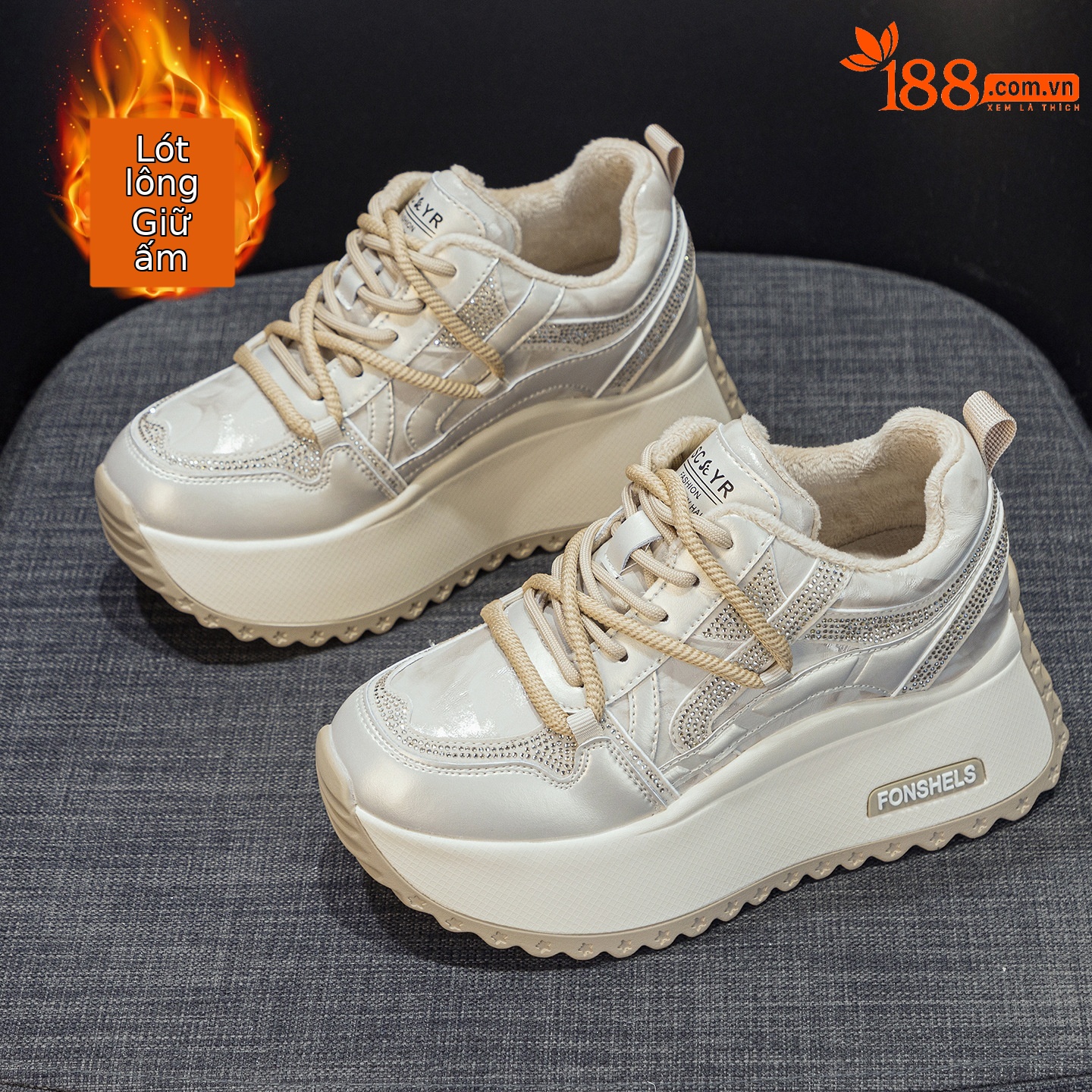 Giày sneaker nữ đế dày chunky phong cách cổ điển phối màu thời trang — M2992-1 plus nhung màu sâm panh, M2992 lót đơn màu sâm panh, M2992 lót đơn màu tím, M2992-1 plus nhung tím