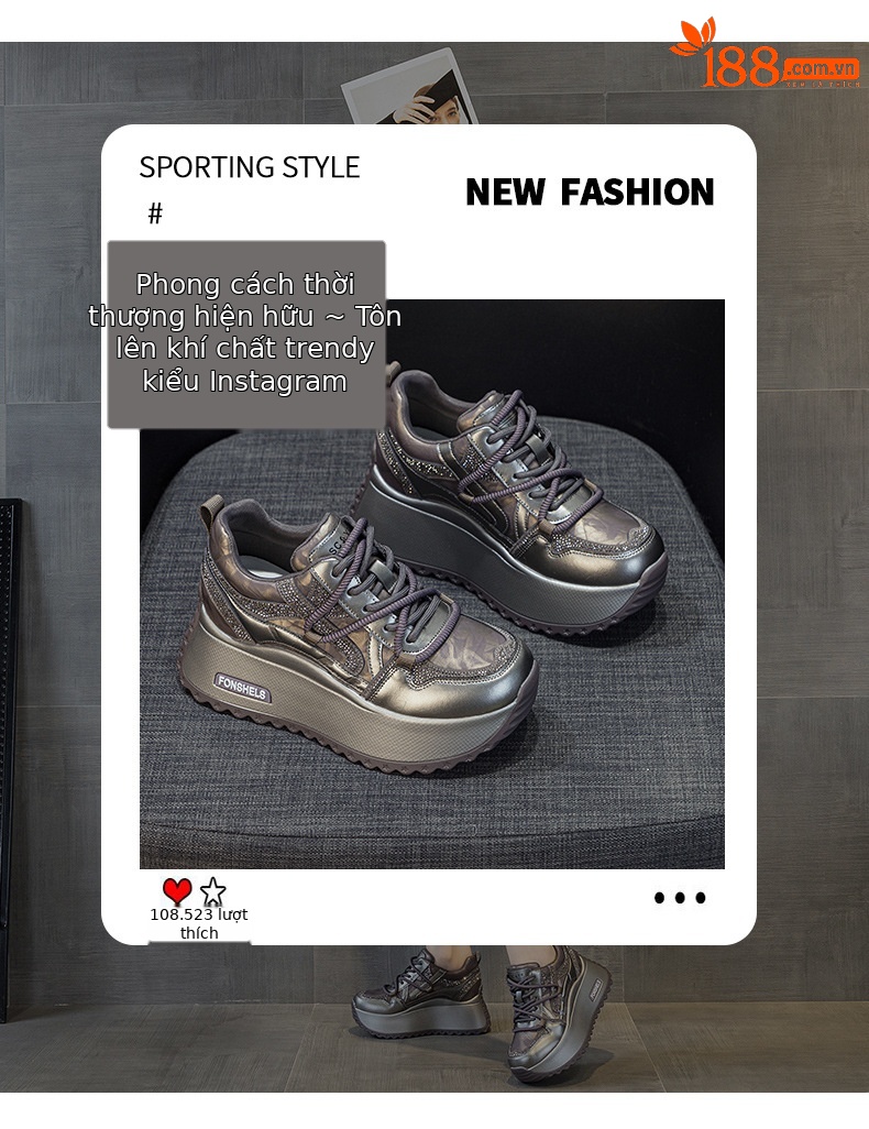 Giày sneaker nữ đế dày chunky phong cách cổ điển phối màu thời trang — M2992-1 plus nhung màu sâm panh, M2992 lót đơn màu sâm panh, M2992 lót đơn màu tím, M2992-1 plus nhung tím chi tiết 3