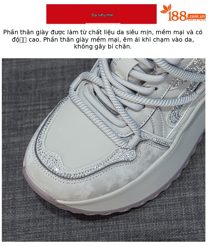 Giày sneaker nữ đế dày chunky phong cách cổ điển phối màu thời trang — M2992-1 plus nhung màu sâm panh, M2992 lót đơn màu sâm panh, M2992 lót đơn màu tím, M2992-1 plus nhung tím chi tiết 7