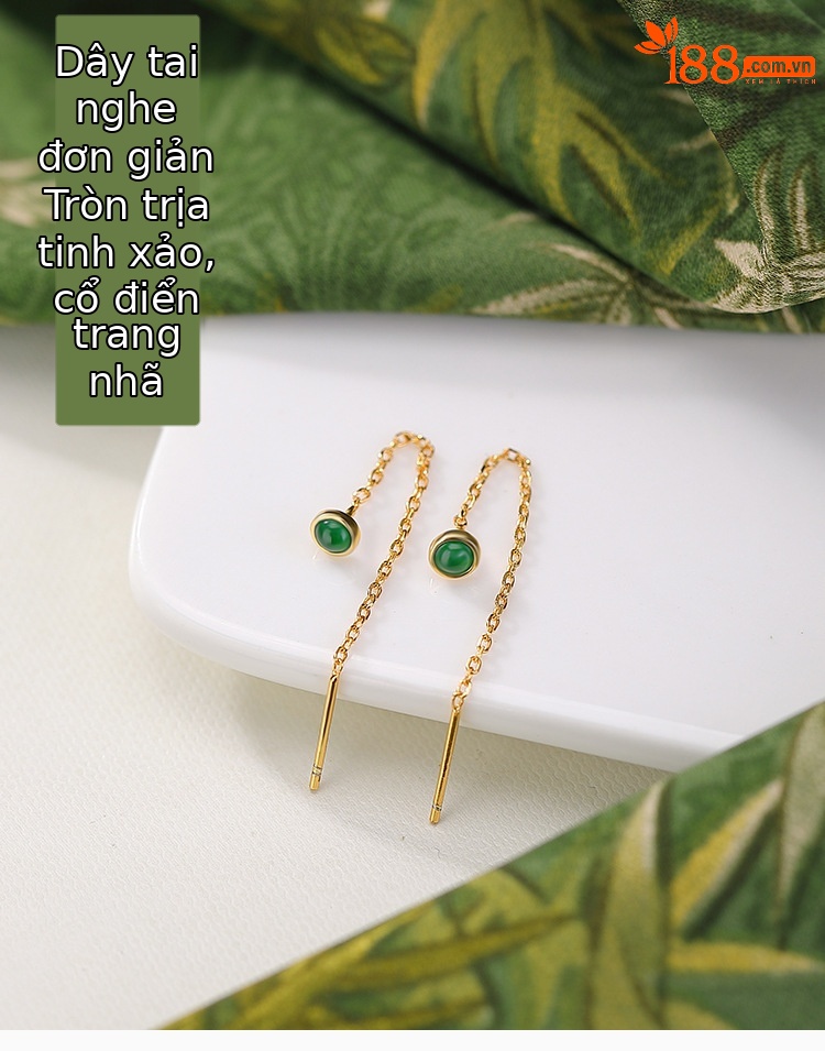 Bông tai bạc S925 mạ vàng hình tròn phong cách hình học — Một cặp chi tiết 1